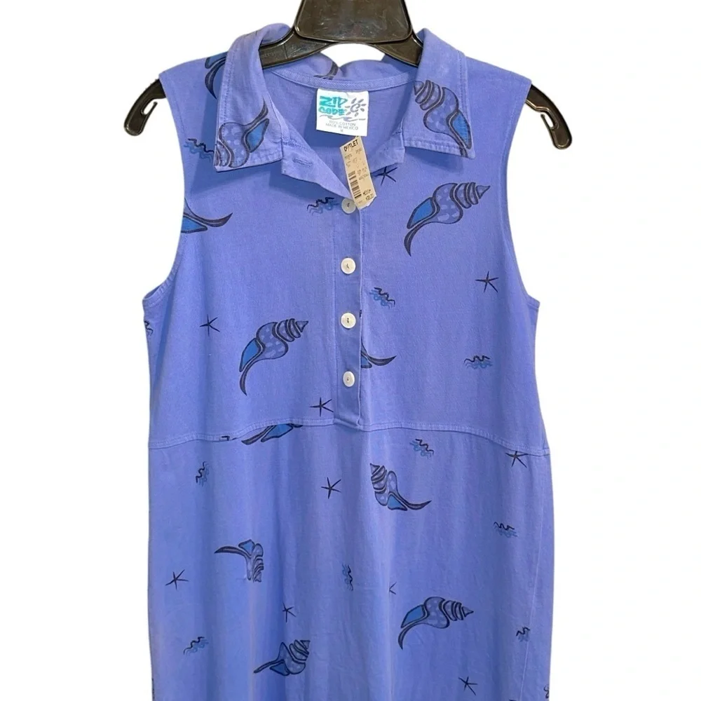 Zipcode Design Purple Seashell Starfish Beach Polo Maxi Dress M - Picture 4 of 9